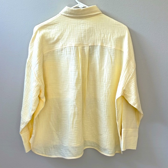 Magaschoni Organic Cotton Gauze Button Down Shirt Top, Yellow, Boho Beach , Sz S - Picture 3 of 10